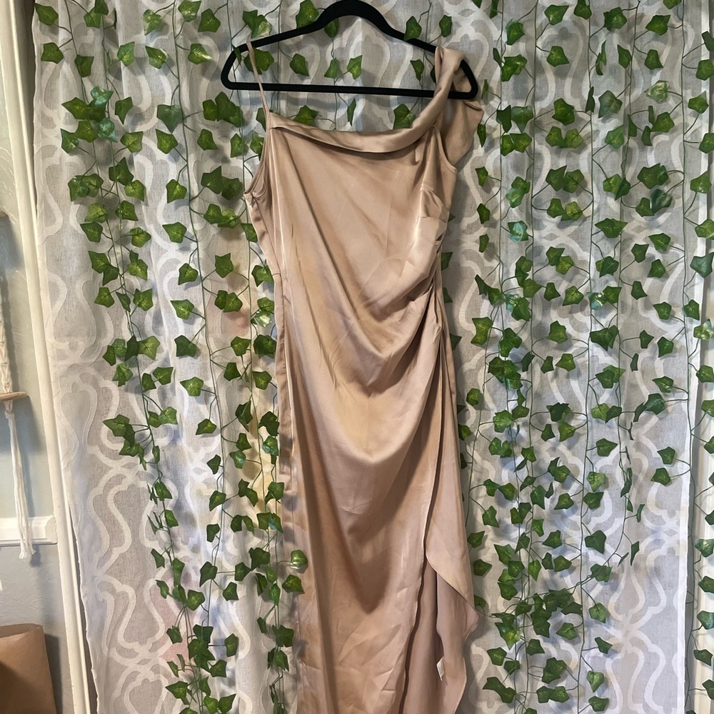 Beige silky dress